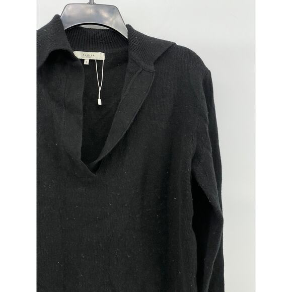 ALMINA CONCEPT Women's Black Split-Neck Long Sleeve Polo Pullover Sweater SZ M - Picture 3 of 10
